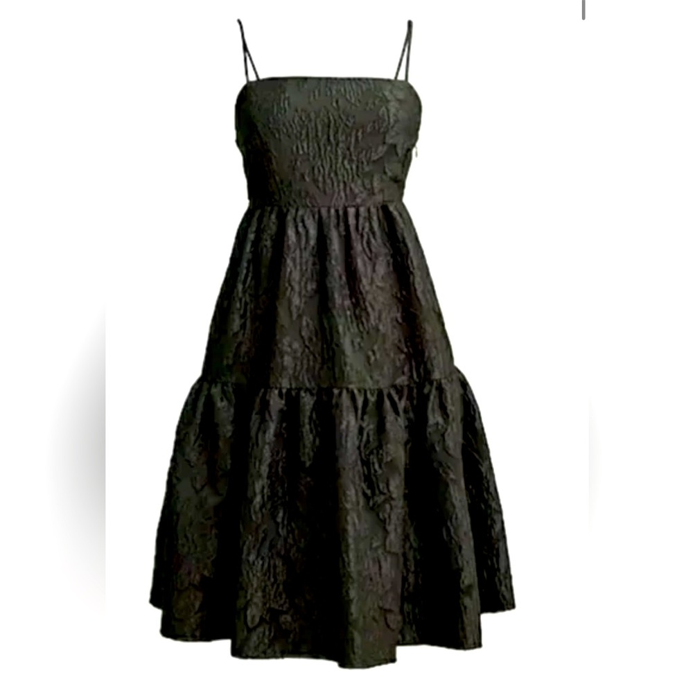 NWT J. Crew black tiered strappy dress 👗 jacquard flora